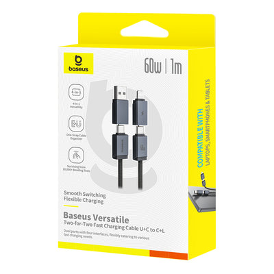 Baseus Versatile 4'ü 1 Arada 60W Hızlı Şarj Kablosu 1M – USB-A/Type-C to Type-C/Lightning