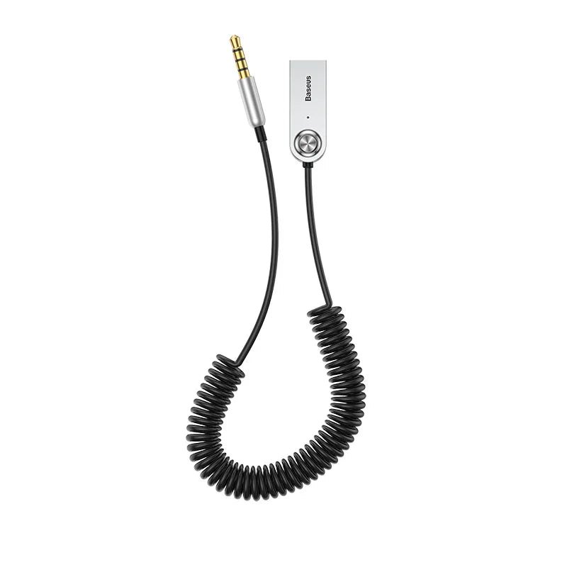 Baseus BA01 Bluetooth 5.0 Araç AUX Adaptörü Dahili Mikrofonlu Kablosuz Ses Alıcı Kablo - Siyah