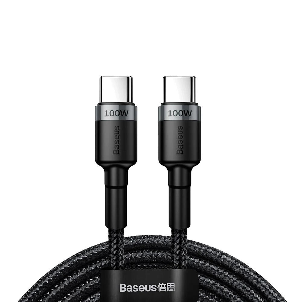 Baseus Cafule Type-C to Type-C 100W PD Hızlı Şarj Kablosu 2M – 5A, 480Mbps, Siyah
