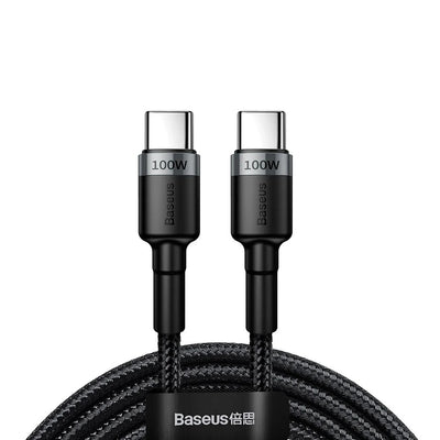 Baseus Cafule Type-C to Type-C 100W PD Hızlı Şarj Kablosu 2M – 5A, 480Mbps, Siyah