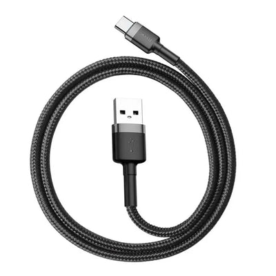 Baseus Cafule Series 2 Metre USB-A to USB-C Hızlı Şarj ve Data Kablosu 480 Mbps Örgülü