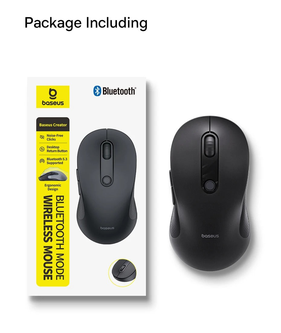 Baseus F02 Ergonomik Bluetooth 5.3 Kablosuz Mouse – Sessiz Tıklama, 1600 DPI