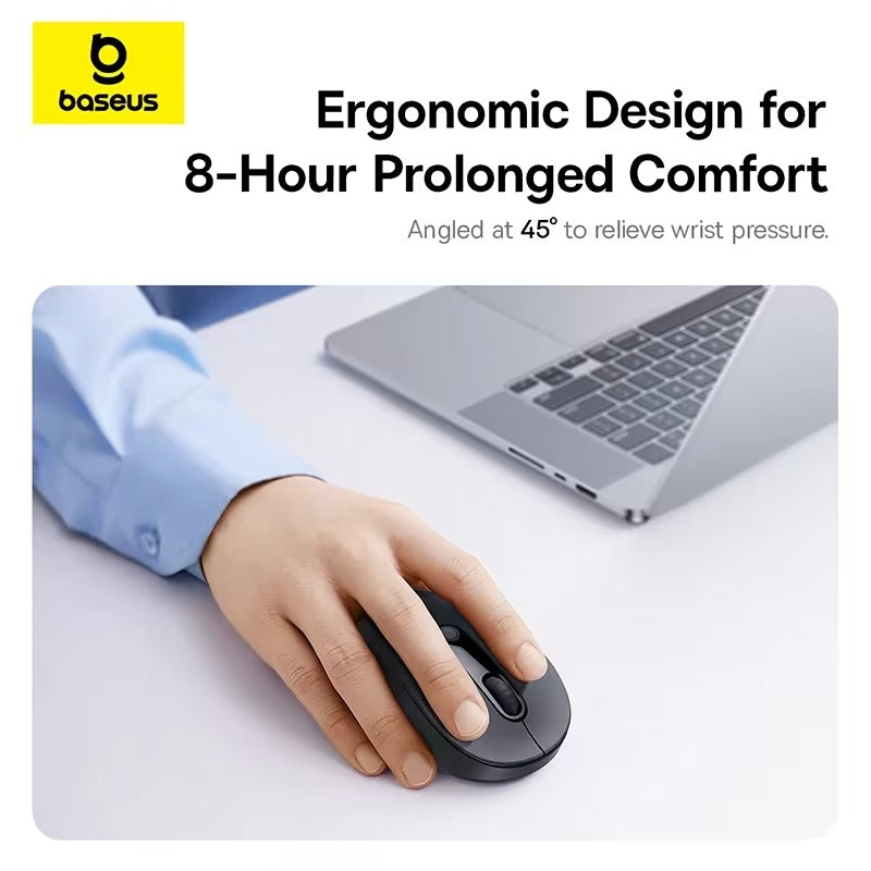 Baseus F02 Ergonomik Bluetooth 5.3 Kablosuz Mouse – Sessiz Tıklama, 1600 DPI