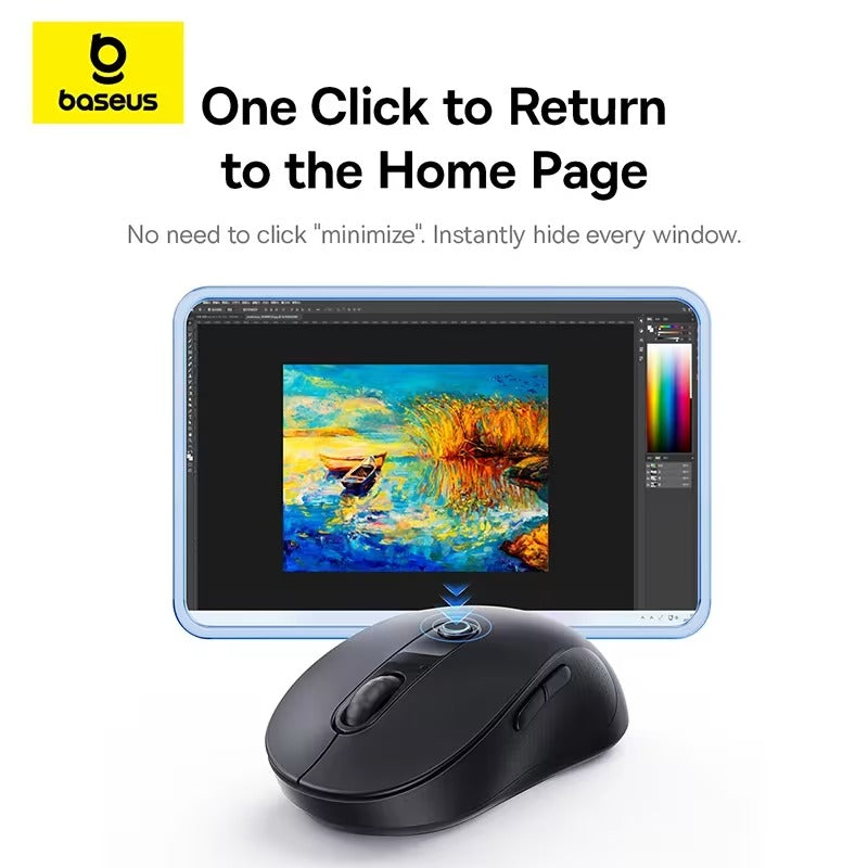 Baseus F02 Ergonomik Bluetooth 5.3 Kablosuz Mouse – Sessiz Tıklama, 1600 DPI