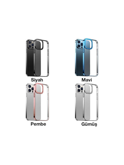 Baseus Glitter iPhone 13 Pro Max 6.7inç Kılıf Renkli Kenar