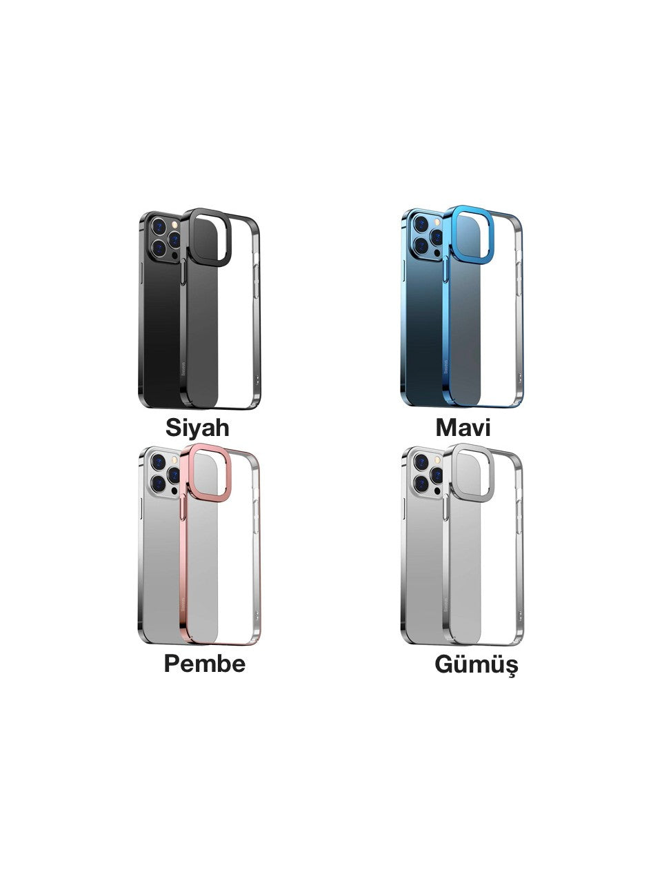 Baseus Glitter iPhone 13 Pro Max 6.7inç Kılıf Renkli Kenar