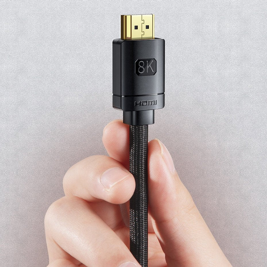 Baseus HDMI 2.1 8K 60Hz 4K 120Hz 48Gbps Yüksek Hızlı Görüntü ve Ses Aktarım Kablosu 3 Metre – Siyah