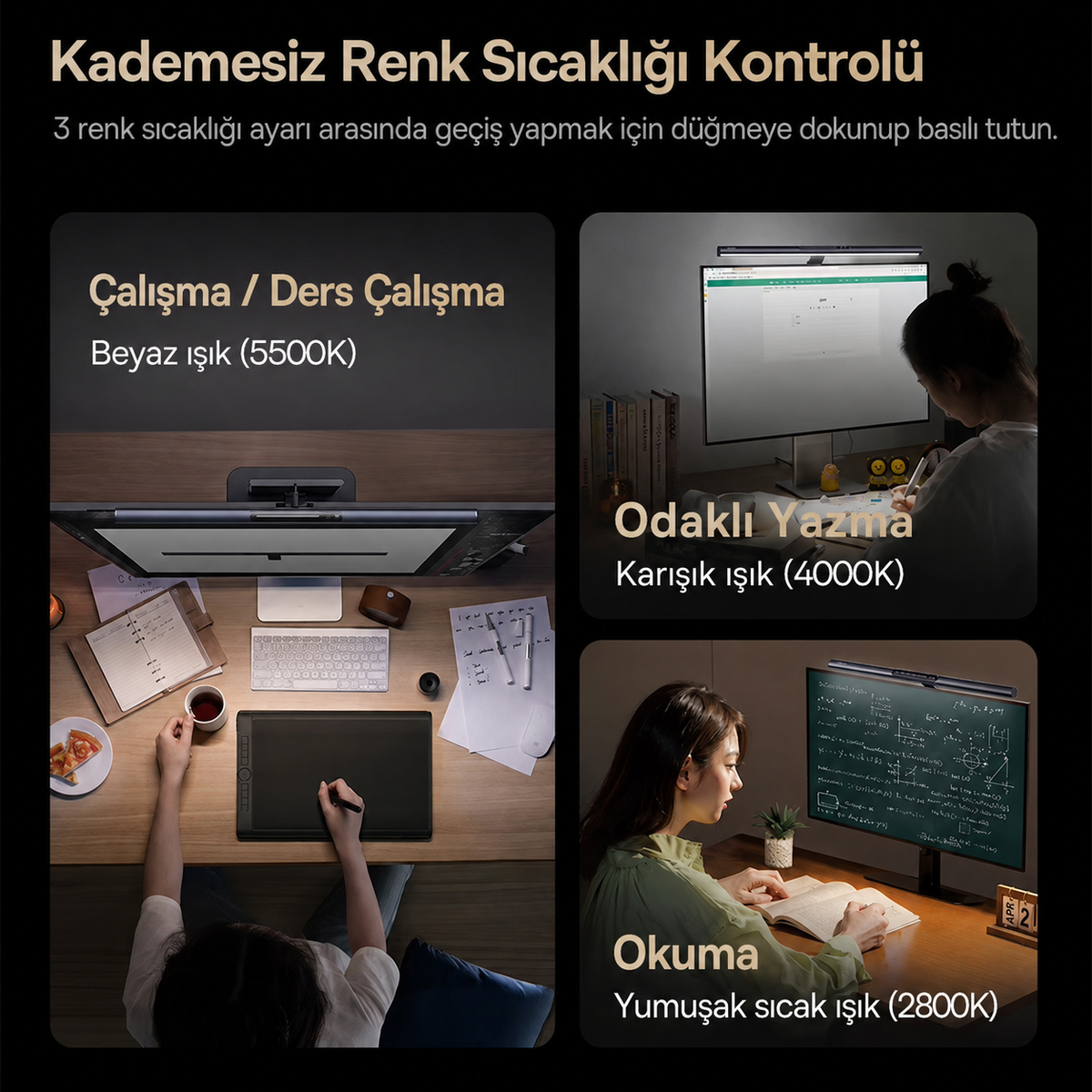 Baseus i-wok 3 Monitör Işığı – Manyetik ScreenBar, 2700K-6000K, Dokunmatik Kontrol