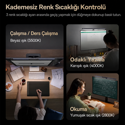 Baseus i-wok 3 Monitör Işığı – Manyetik ScreenBar, 2700K-6000K, Dokunmatik Kontrol