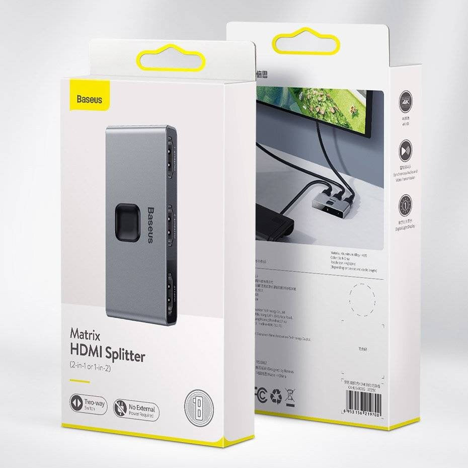Baseus Matrix 4K 60Hz Çift Yönlü HDMI Dağıtıcı - Çoklayıcı Switch