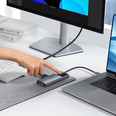 Baseus Metal Gleam Series II 6-in-1 USB-C Hub – 4K 60Hz HDMI, 100W PD, 10Gbps, Gigabit Ethernet