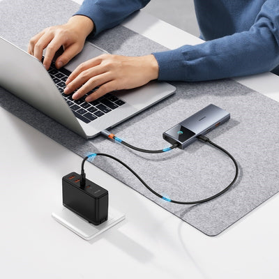 Baseus Metal Gleam Series II 6-in-1 USB-C Hub – 4K 60Hz HDMI, 100W PD, 10Gbps, Gigabit Ethernet