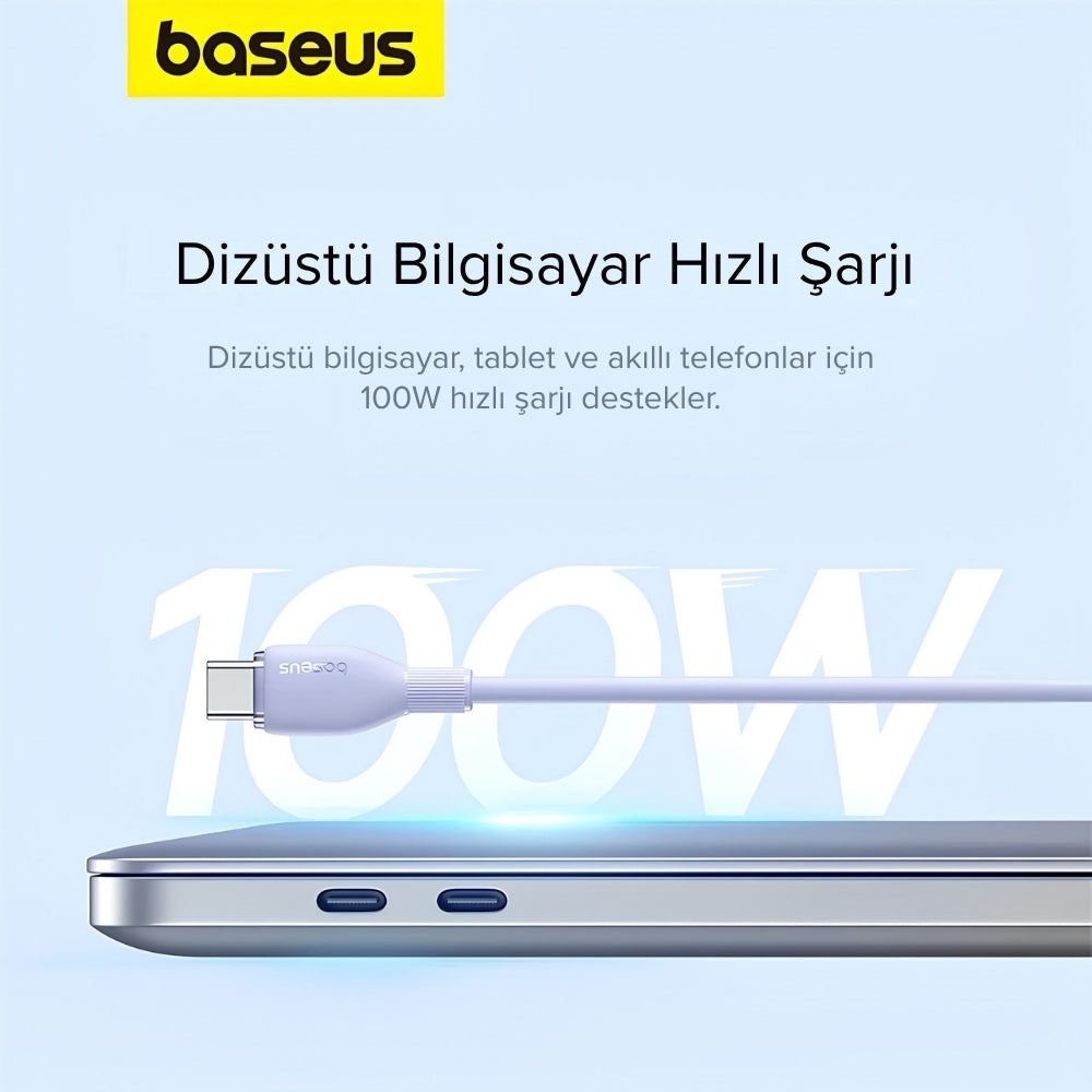 Baseus Pudding USB-A to Type-C 100W PD Hızlı Şarj Kablosu 1.2 Metre
