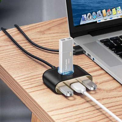 Baseus Square Round 4-in-1 USB Hub – 1x USB 3.0 + 3x USB 2.0, 5Gbps, 1 Metre