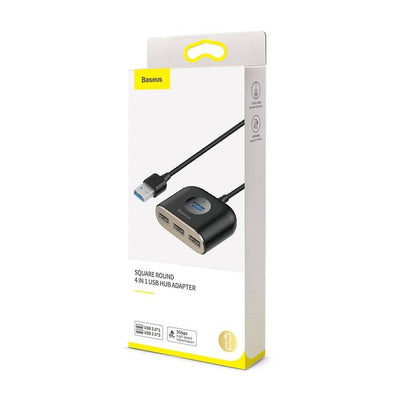 Baseus Square Round 4-in-1 USB Hub – 1x USB 3.0 + 3x USB 2.0, 5Gbps, 1 Metre