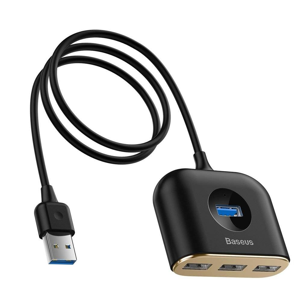 Baseus Square Round 4-in-1 USB Hub – 1x USB 3.0 + 3x USB 2.0, 5Gbps, 1 Metre