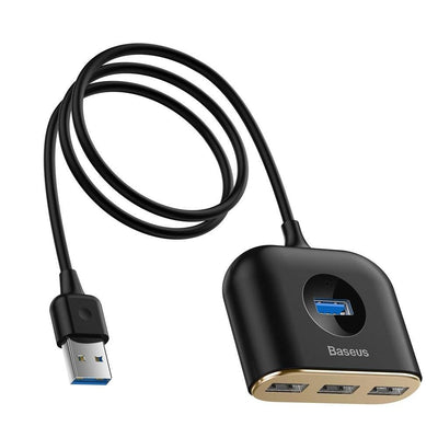 Baseus Square Round 4-in-1 USB Hub – 1x USB 3.0 + 3x USB 2.0, 5Gbps, 1 Metre