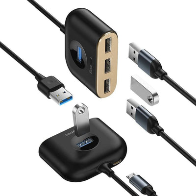 Baseus Square Round 4-in-1 USB Hub – 1x USB 3.0 + 3x USB 2.0, 5Gbps, 1 Metre