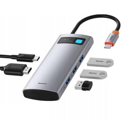 Baseus StarJoy 5-in-1 USB-C Hub Adaptör – 3x USB 3.0, 4K HDMI, 100W PD