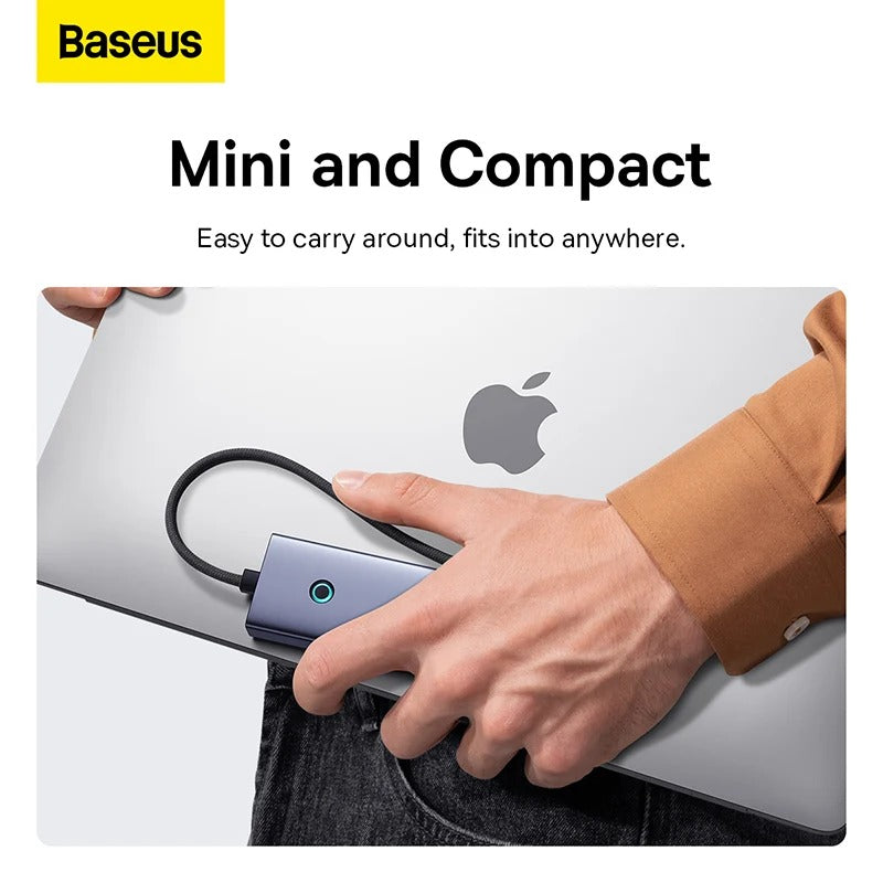 Baseus UltraJoy 4-in-1 USB-C Hub – 3x USB 3.0, Gigabit Ethernet RJ45, 5Gbps