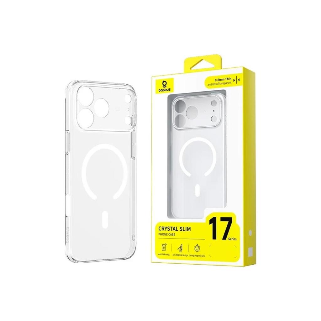 Crystal Ince Manyetik Lens Korumalı iPhone 17 Pro Max Telefon Kılıfı - Şeffaf