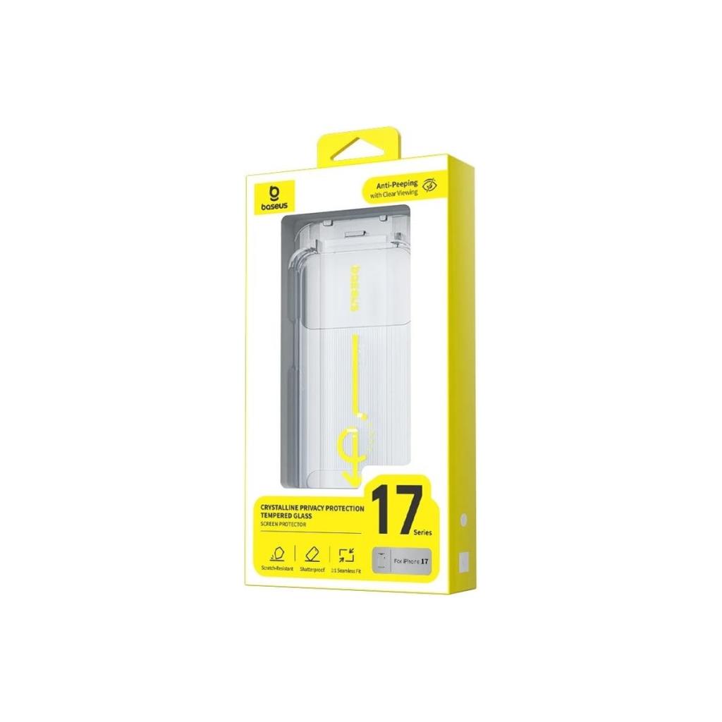 Baseus Crystalline Privacy HD iPhone 17 Pro Temperli Cam Ekran Koruyucu – Hayalet Cam
