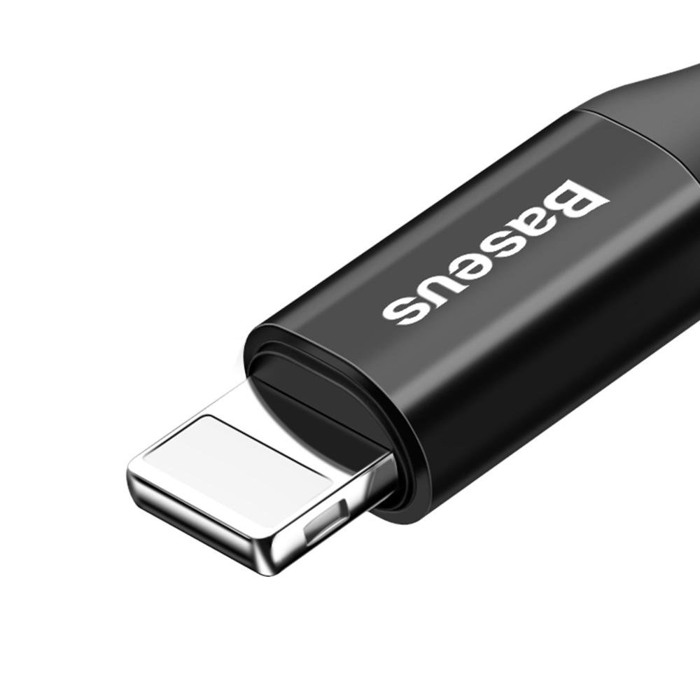 Baseus Fish Eye USB-A to Lightning 2A Yaylı Örgülü Şarj ve 480 Mbps Veri Aktarım Kablosu Siyah