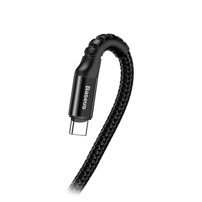 Baseus Fish Eye USB-A to Type-C 2A Yaylı Örgülü Şarj ve 480 Mbps Veri Aktarım Kablosu Siyah