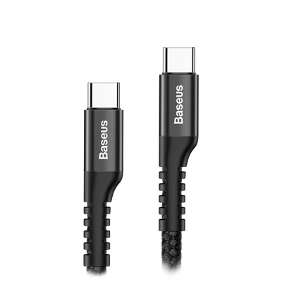 Baseus Fish Eye USB-A to Type-C 2A Yaylı Örgülü Şarj ve 480 Mbps Veri Aktarım Kablosu Siyah
