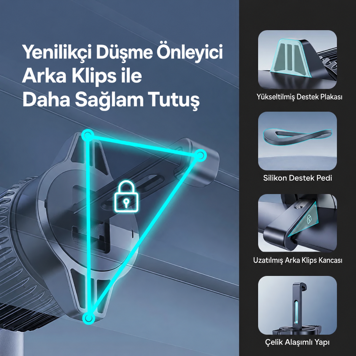 Baseus PrimeTrip VC2 Pro Qi2.2 25W Aktif Soğutmalı Manyetik Kablosuz Şarjlı Araç Telefon Tutucu