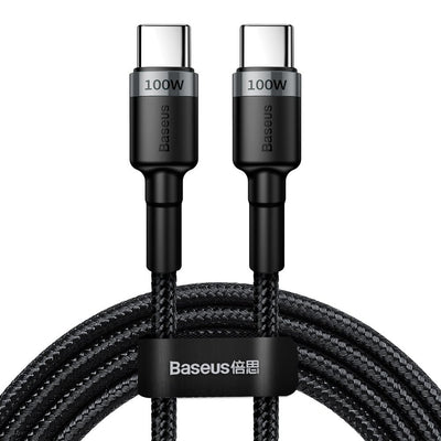 Baseus Cafule Type-C to Type-C 100W PD Hızlı Şarj Kablosu 2M – 5A, 480Mbps, Siyah