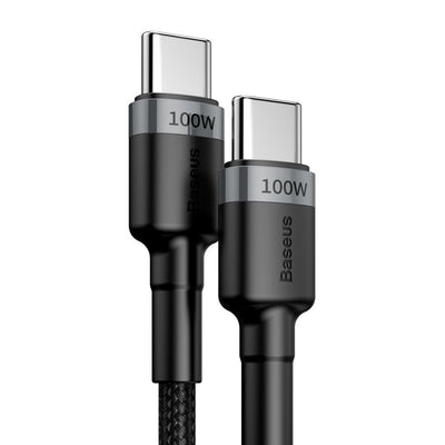 Baseus Cafule Type-C to Type-C 100W PD Hızlı Şarj Kablosu 2M – 5A, 480Mbps, Siyah