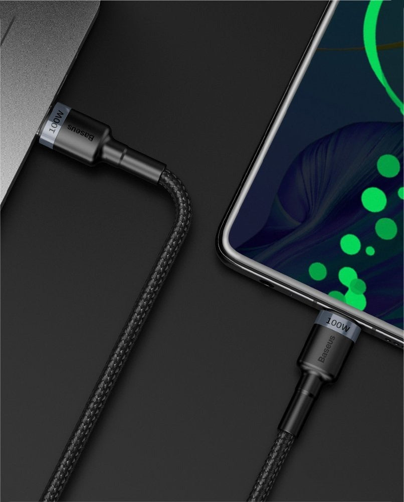 Baseus Cafule Type-C to Type-C 100W PD Hızlı Şarj Kablosu 2M – 5A, 480Mbps, Siyah