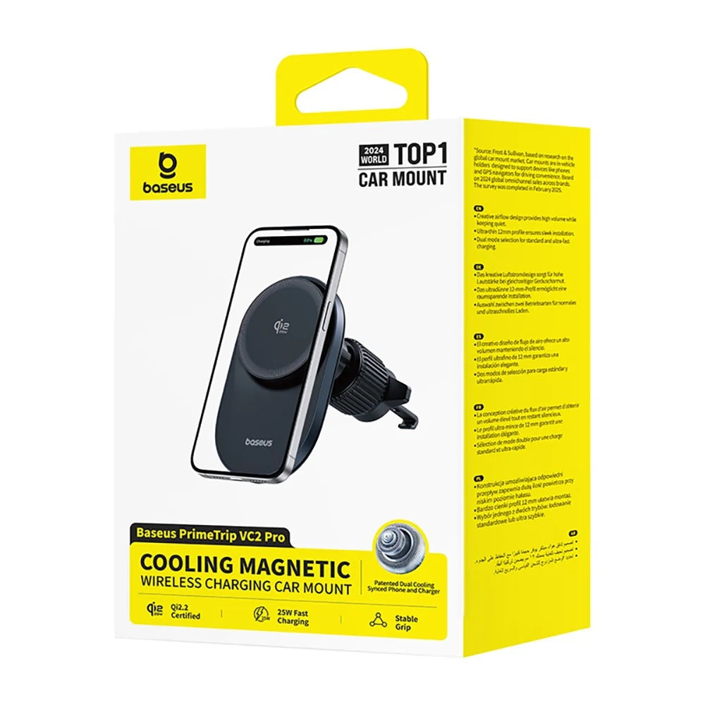 Baseus PrimeTrip VC2 Pro Qi2.2 25W Aktif Soğutmalı Manyetik Kablosuz Şarjlı Araç Telefon Tutucu