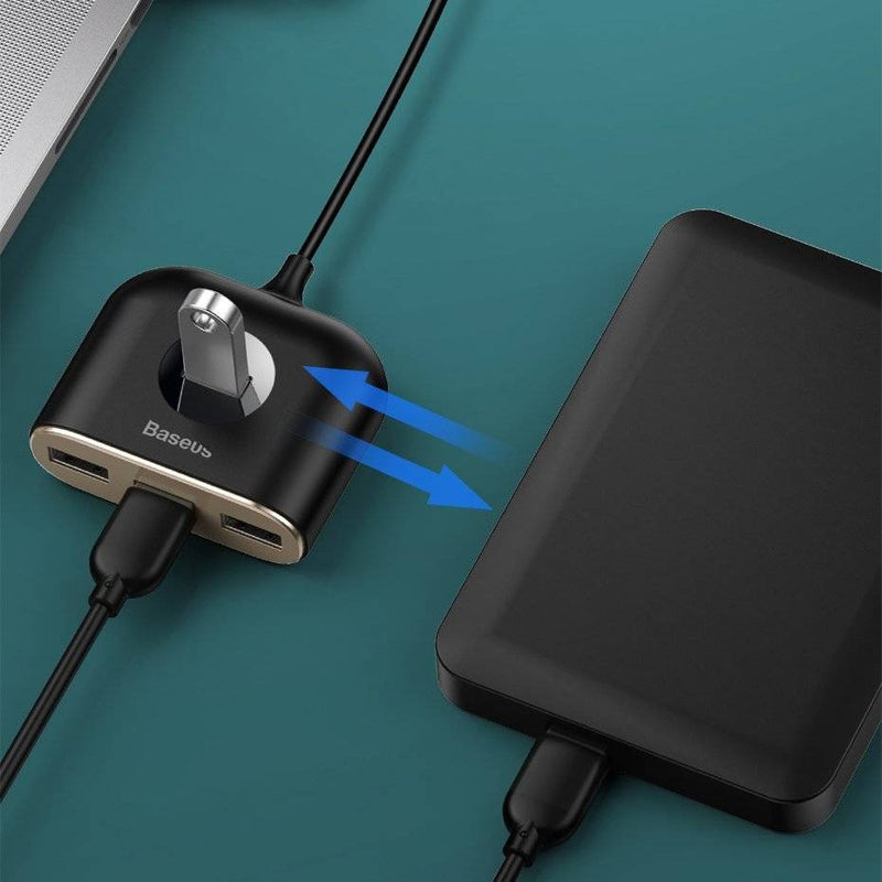 Baseus Square Round 4-in-1 USB Hub – 1x USB 3.0 + 3x USB 2.0, 5Gbps, 1 Metre
