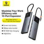 Baseus Metal Gleam Series II 10-in-1 USB-C Hub – Çift HDMI 4K, 100W PD, 10Gbps, Gigabit Ethernet