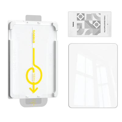 Baseus Crystalline Series HD iPad Air 11″ M2/M3 2024-2025 Temperli Cam Ekran Koruyucu ve Kolay Kurulum Aparatı