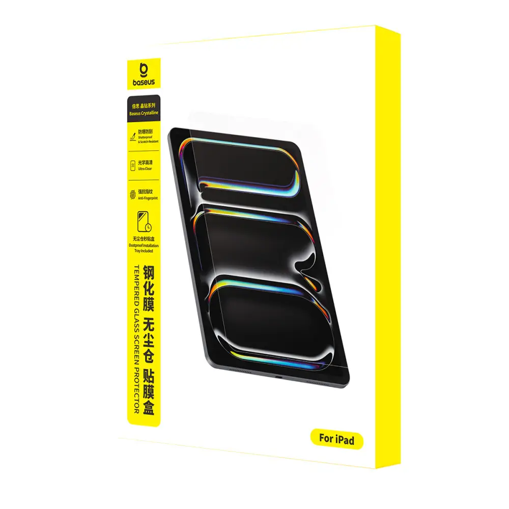 Baseus Crystalline Series HD iPad Air 11″ M2/M3 2024-2025 Temperli Cam Ekran Koruyucu ve Kolay Kurulum Aparatı
