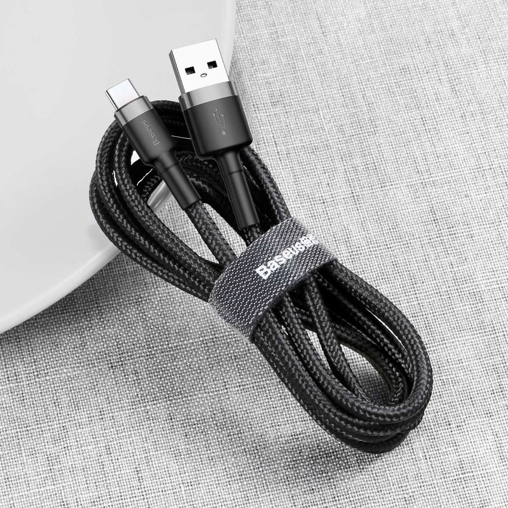 Baseus Cafule Series 2 Metre USB-A to Type-C Hızlı Şarj ve Data Kablosu 480Mbps Örgülü