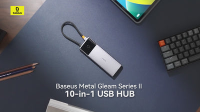 Baseus Metal Gleam Series II 10-in-1 USB-C HUB – Çift HDMI 4K 120/60Hz, 100W PD, 10Gbps, RJ45 Gigabit Ethernet