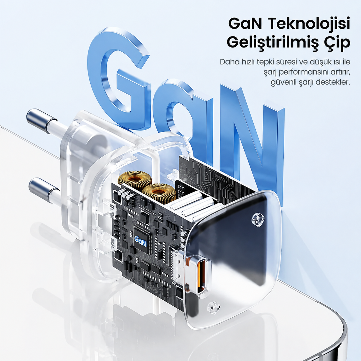 Toocki 20W GaN USB-C PD Hızlı Şarj Adaptörü Tek Type-C Portlu Kompakt Telefon Şarj Cihazı TCT20-22EU