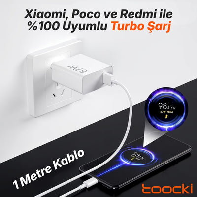 Toocki 67W Turbo Hızlı Şarj Aleti ve 6A Type-C Kablo Seti