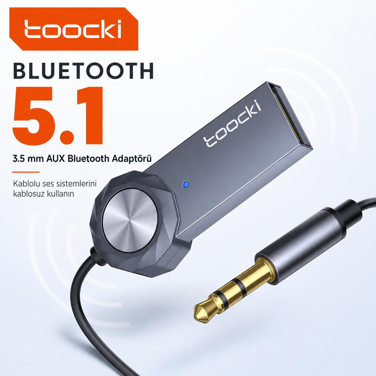 Toocki Bluetooth 5.1 AUX Araç Ses Adaptörü