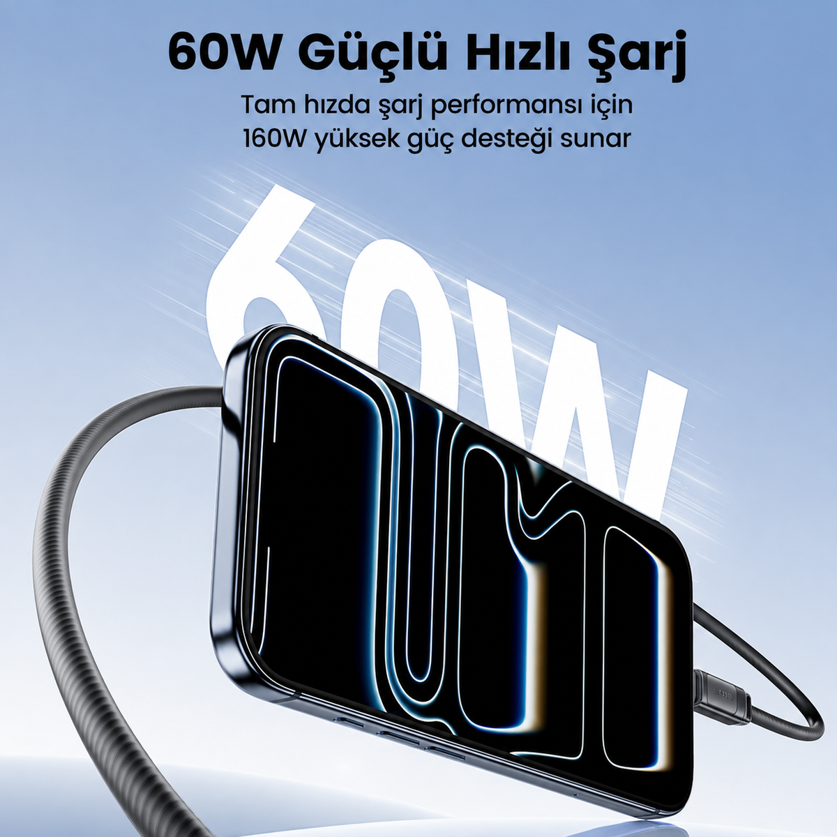 Toocki Tangxin 60W Dijital Ekranlı USB-C to USB-C Silikon Hızlı Şarj ve Data Kablosu 480 Mbps - TX113C2