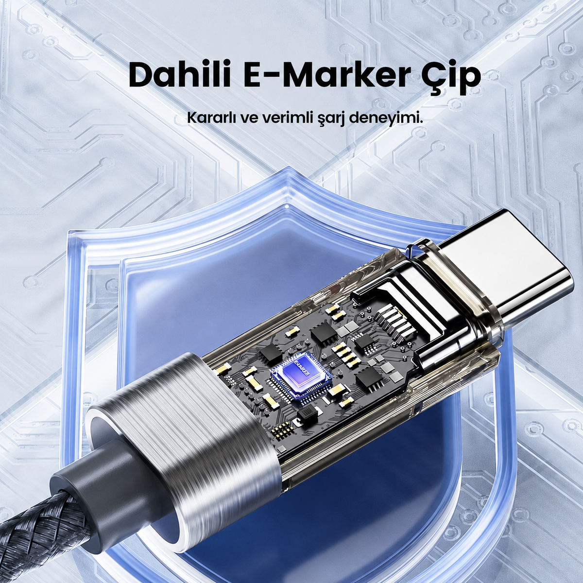 Toocki TXC-60C2 100W PD 5A Dijital Watt Göstergeli Type-C to Type-C Yaylı Örgülü 480 Mbps Hızlı Şarj ve Veri Kablosu 1,8 Metre