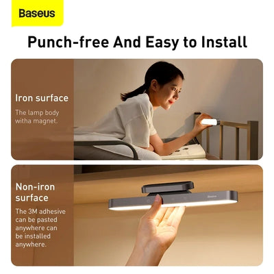 Baseus 1800mAh Şarjlı Manyetik LED Masa ve Dolap Lambası Kademesiz Parlaklık Ayarlı 4000K - DGXC-C0G